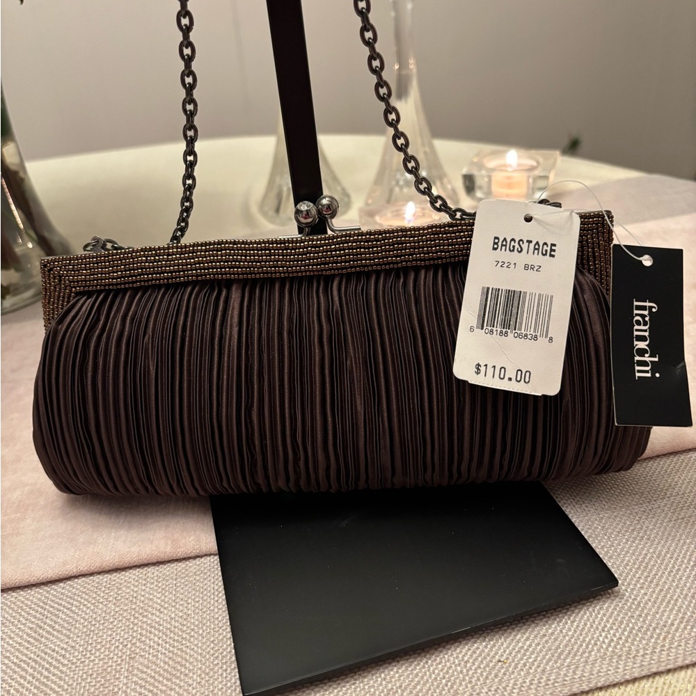Sophisticated Brown Evening Clutch with Chain Strap